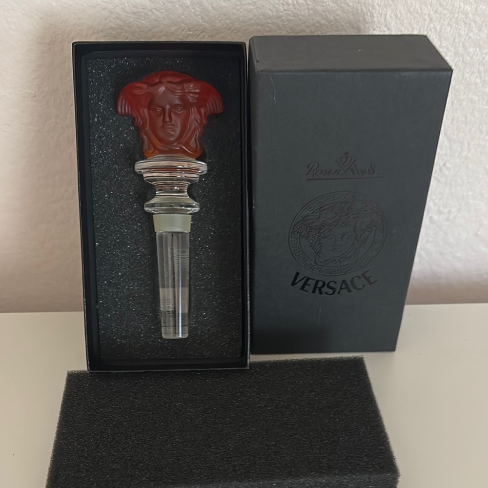 Versace Medusa Glass Bottle Stopper - Red and Clear